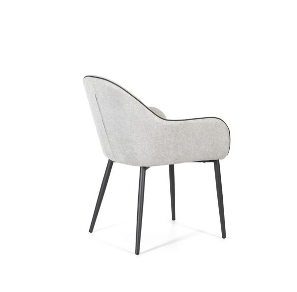 silla de comedor tapizado en gris con ribete