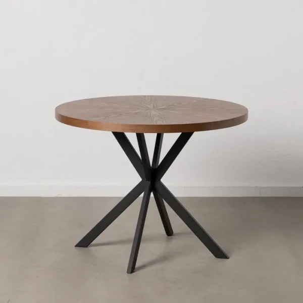 Mesa redonda madera pata metal negra