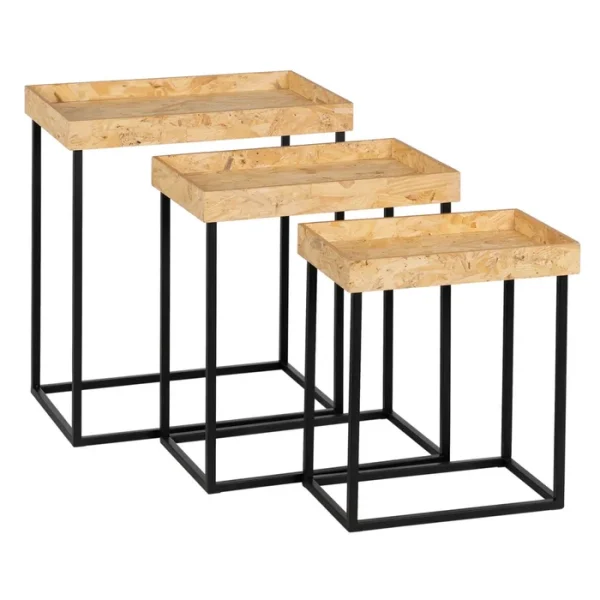 Crea múltiples configuraciones con nuestro set de mesas auxiliares: 3 piezas versátiles que se adaptan a tu espacio.