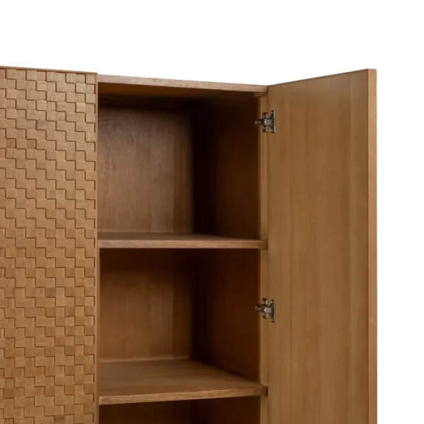 Descubre la funcionalidad y estilo con nuestro armario moderno: madera DM, 3 cajones y elegantes patas de metal.
