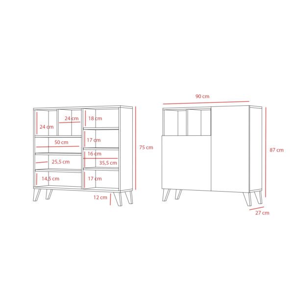 Mueble multifunción ideal para entrada o pasillo, su armazón en color grafito y sus puertas en varillado aportan un toque moderno y actual a tu estancia