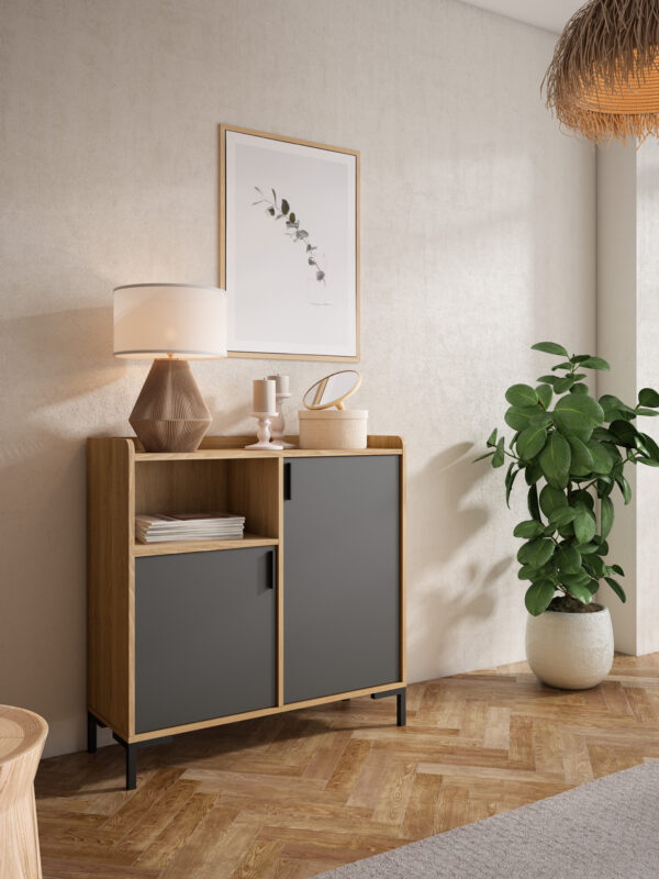 Mueble multifuncional con zapatero y espacio de almacenaje, perfecto para organizar zapatos y objetos en cualquier rincón.