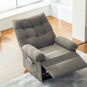 Sillón levanta personas en color gris con función reclinable, ideal para personas mayores o con movilidad reducida, disponible en Artisa.