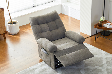 Sillón levanta personas en color gris con función reclinable, ideal para personas mayores o con movilidad reducida, disponible en Artisa.