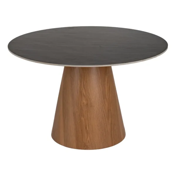 Mesa de centro de estilo moderno con tapa que imita piedra y patas metálicas en color madera natural de Artisa, ideal para cualquier salón.